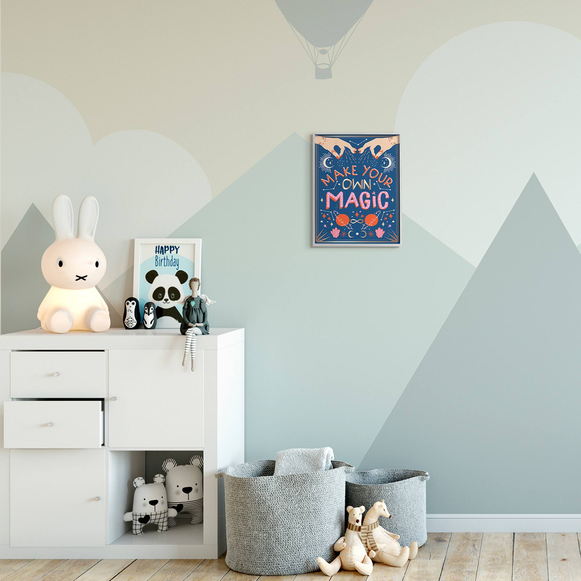 Stupell Industries Make Your Magic Phrase Fashion Hands and Constellations in Gray Frame Wall Art